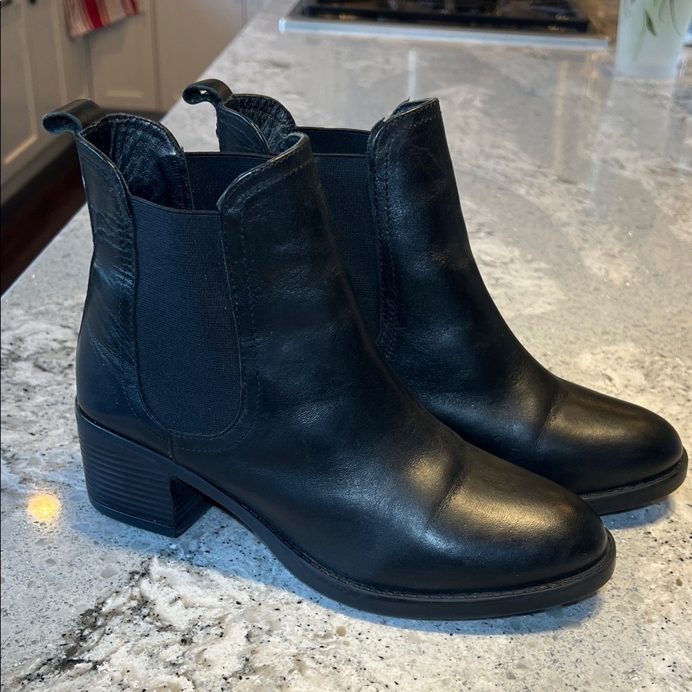 Dune London Soft Black Leather Boots Ankle Booties Size EU38 EUC